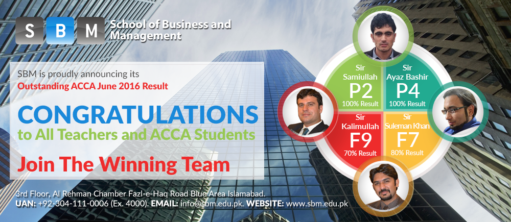 SBM is proudly announcing its Outstanding ACCA June 2016 result