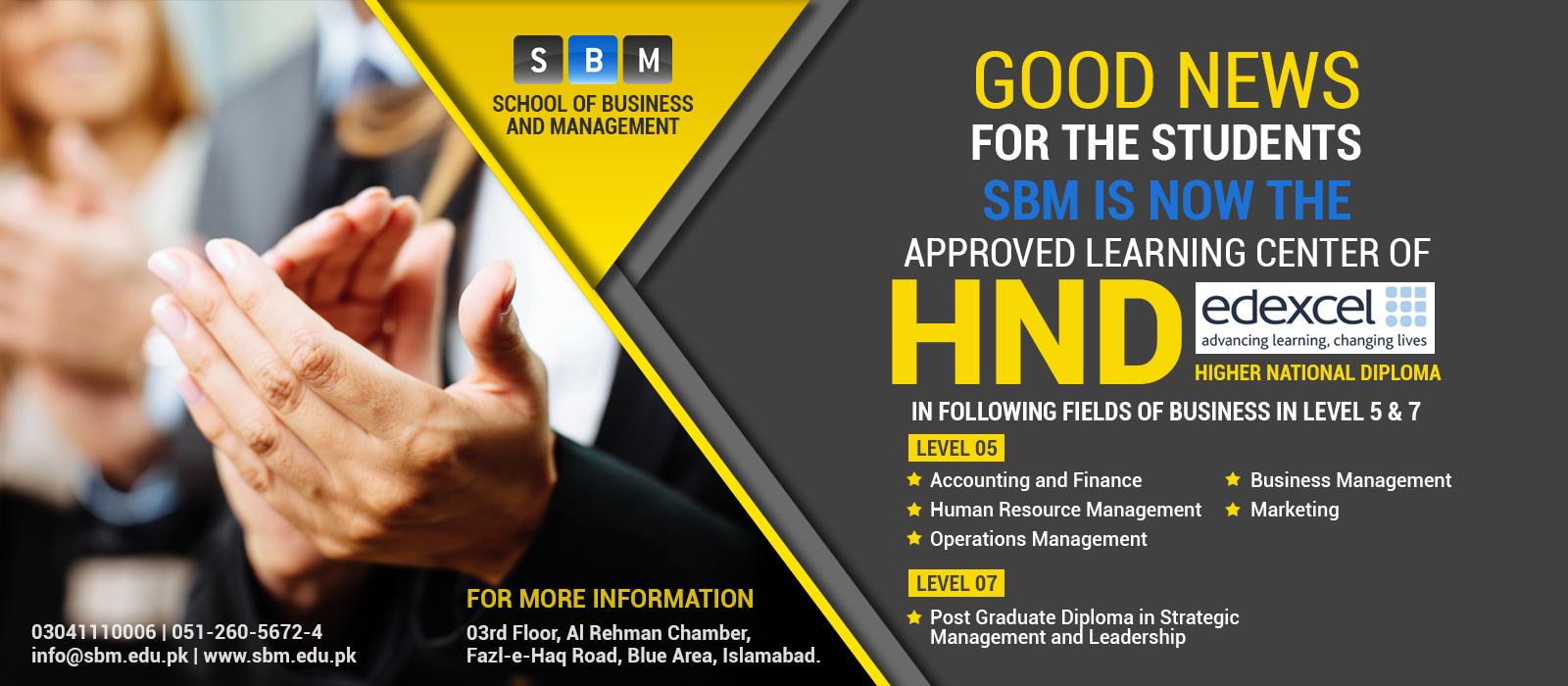 SBM is now Approved Learning Center of HND (Edexcel)